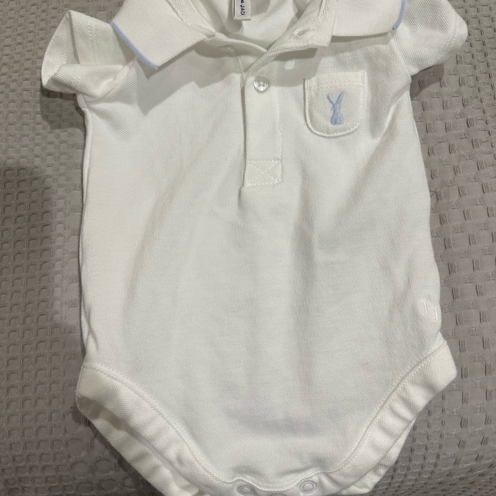 Janie and Jack White Baby Bunny Pique Polo Bodysuit